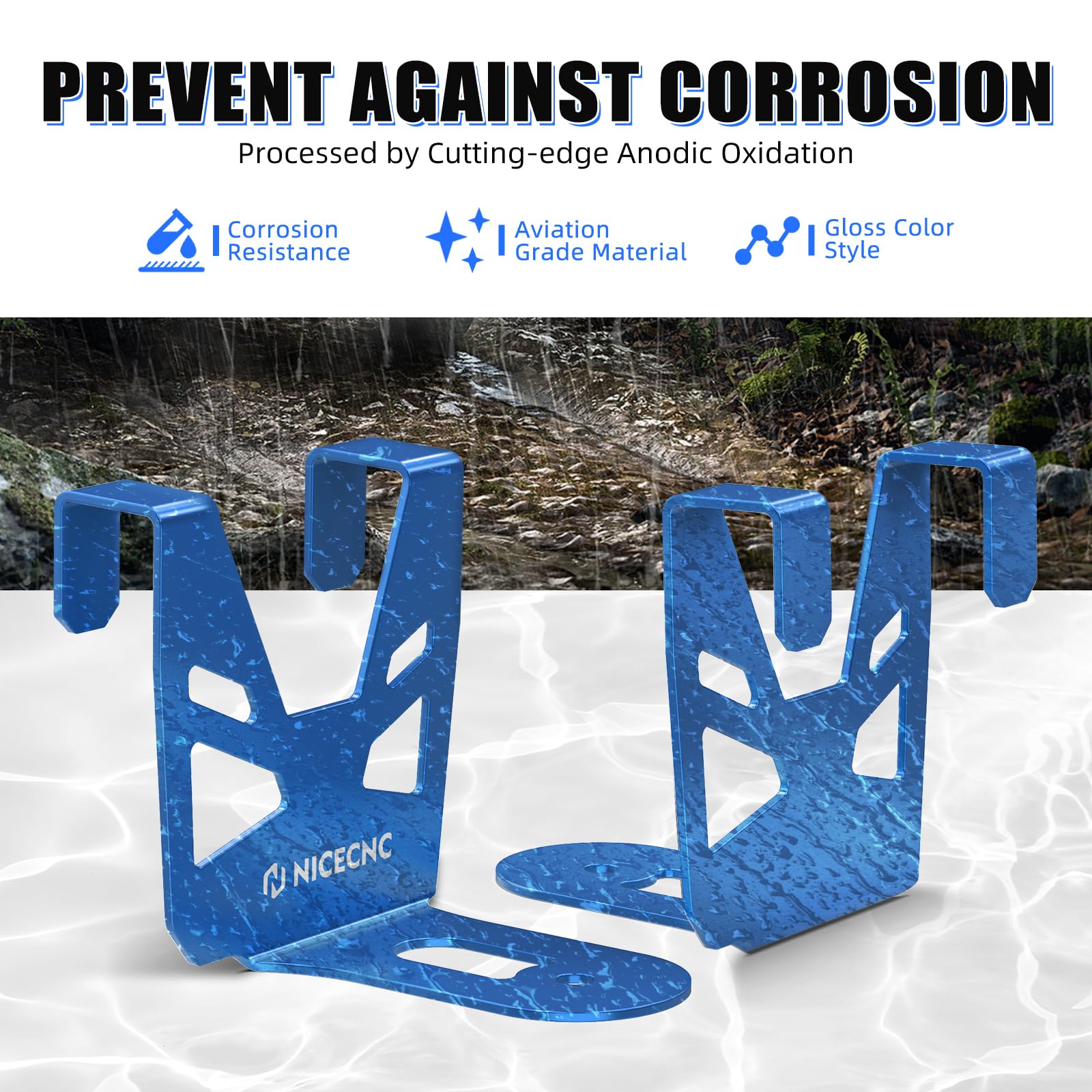 Four-hooks design reduces movement and rattling on rough trails.