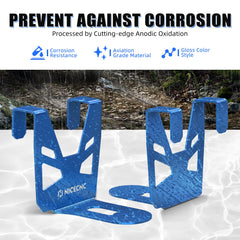 Four-hooks design reduces movement and rattling on rough trails.