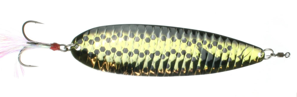 Nichols Lures Ben Parker Magnum Flutter Spoon in sand bass finish for long casts and open-water versatility.