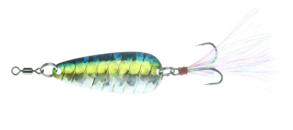 Nichols Lures Mojo Flutter Spoon Bombshell Shad half-ounce, ideal for attracting trophy-sized fish.