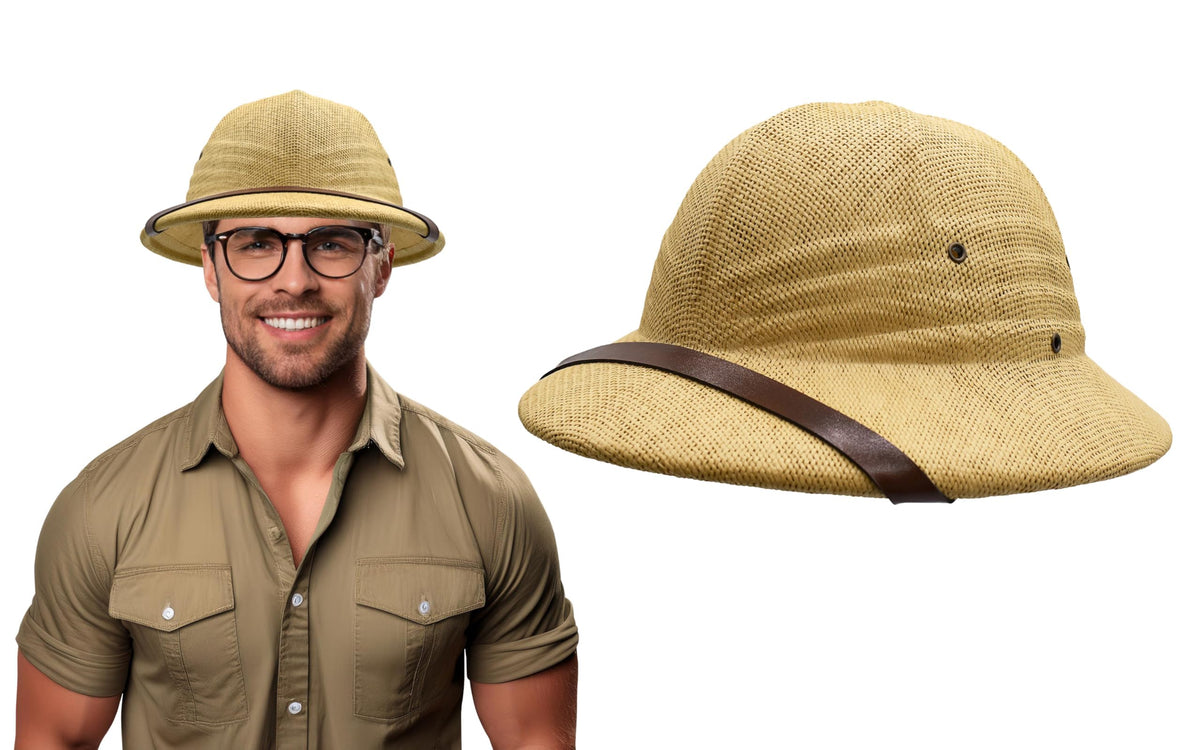 Nicky Bigs Novelties tan pith helmet - front view