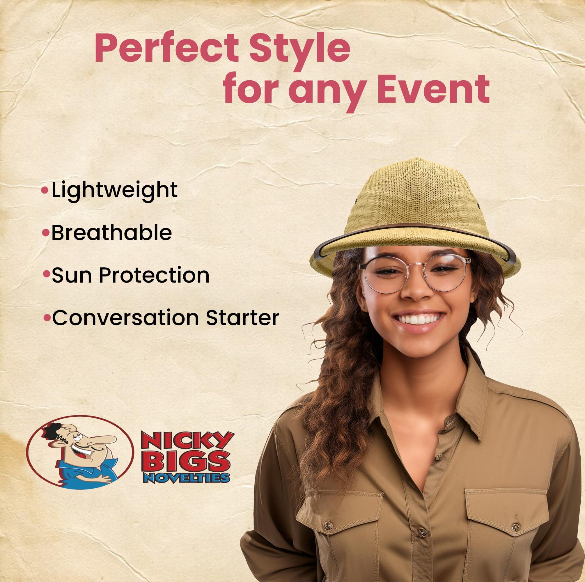Pith Helmet worn by model outdoors