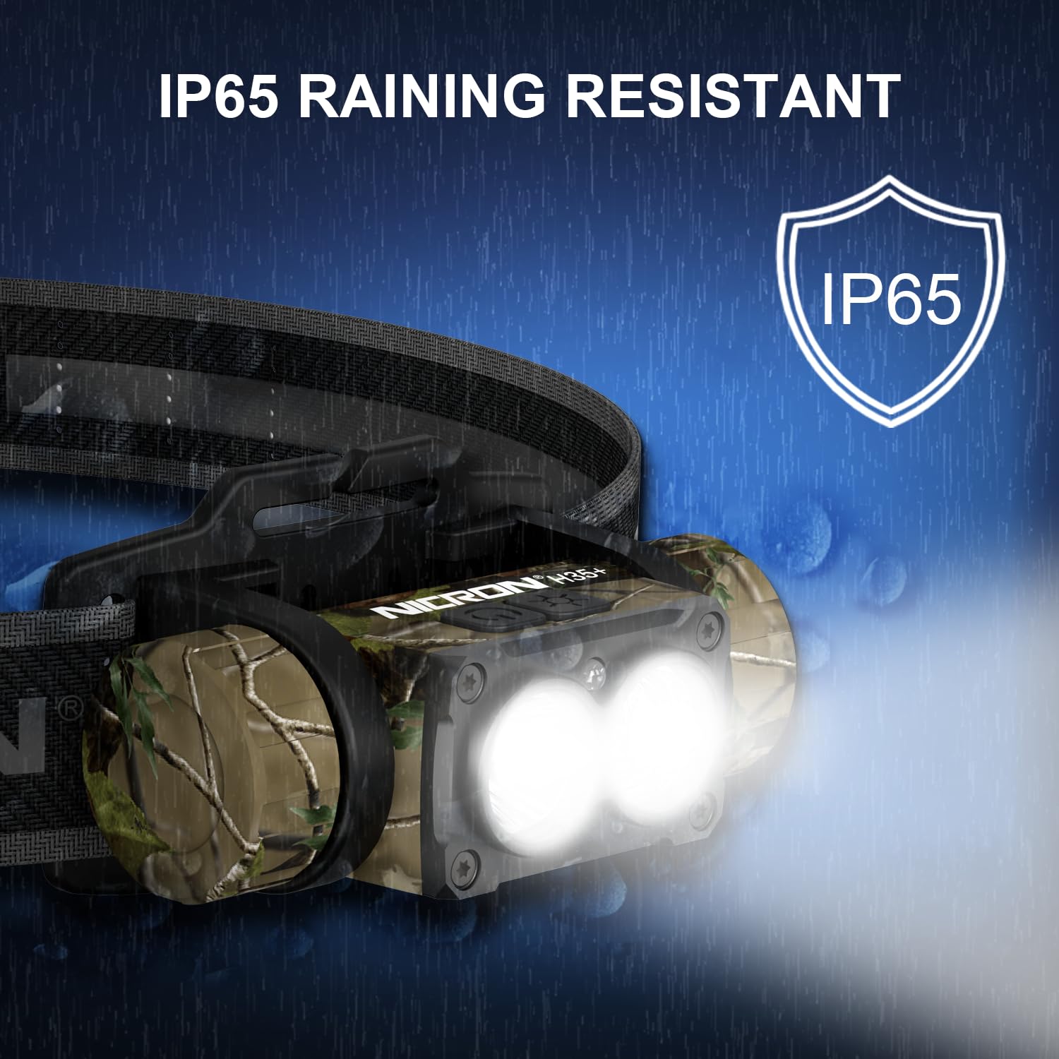 NICRON headlamp independent switches control floodlight and spotlight precisely