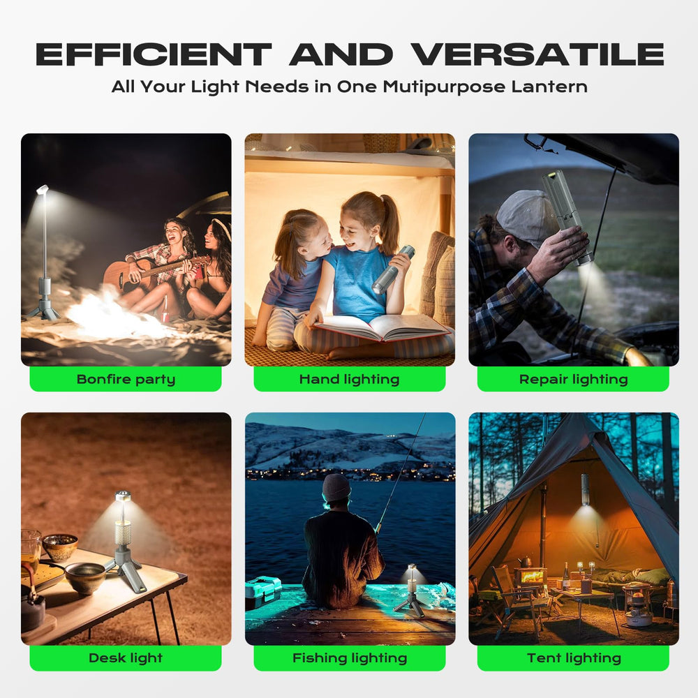 NIEYUX camping light dual-beam setup with focused flashlight and wide floodlight