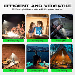 NIEYUX camping light dual-beam setup with focused flashlight and wide floodlight