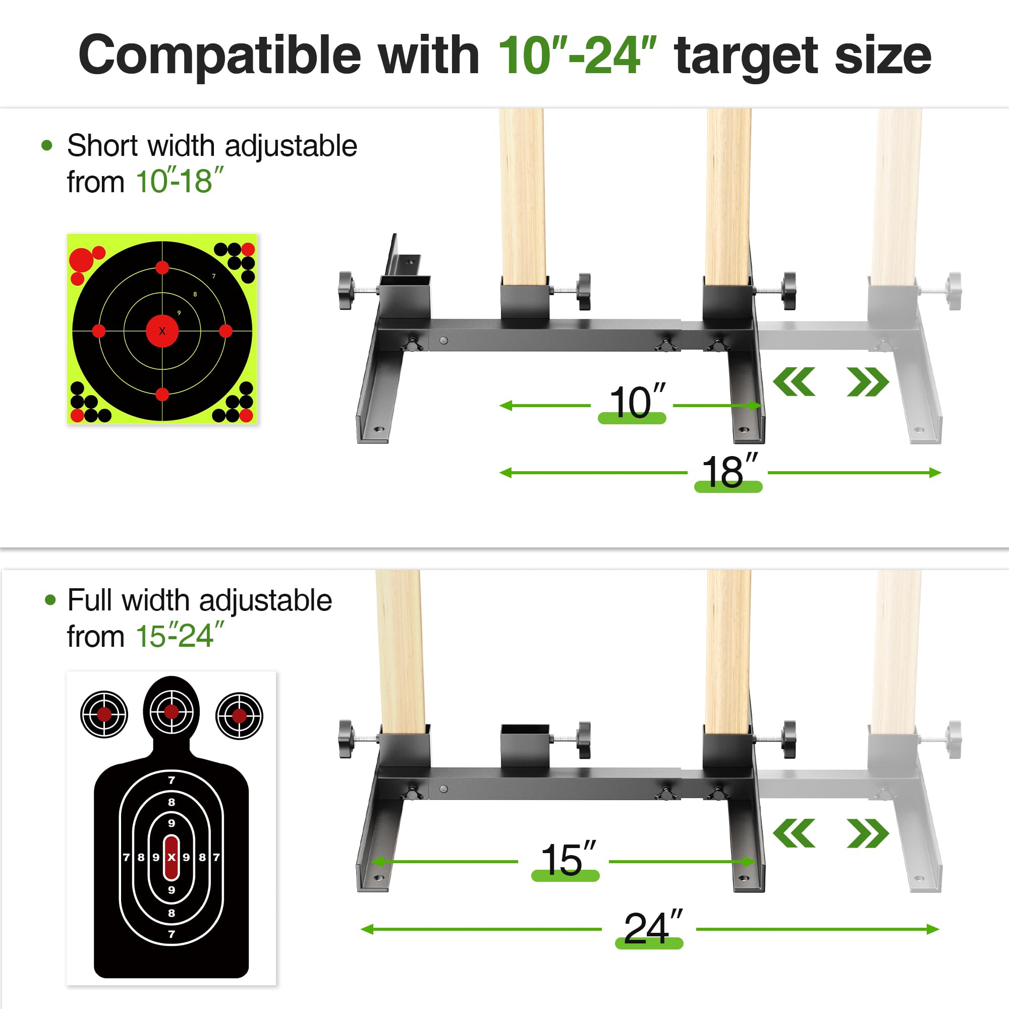 Niffgaff indoor-outdoor target stand shows stake stability for windy practice conditions.