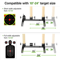 Niffgaff indoor-outdoor target stand shows stake stability for windy practice conditions.