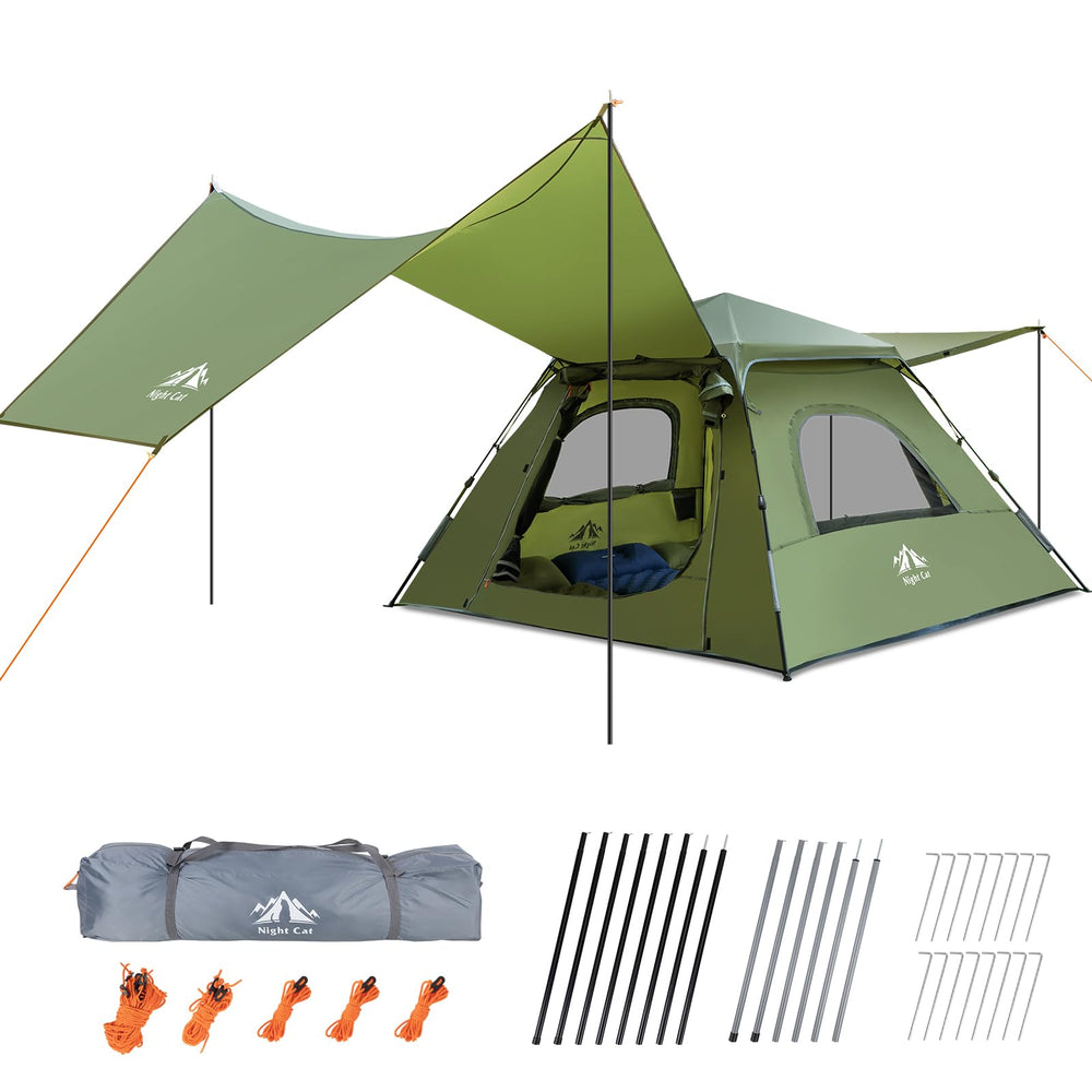 Night Cat front entrance shows spacious 3P tent for easy family camping