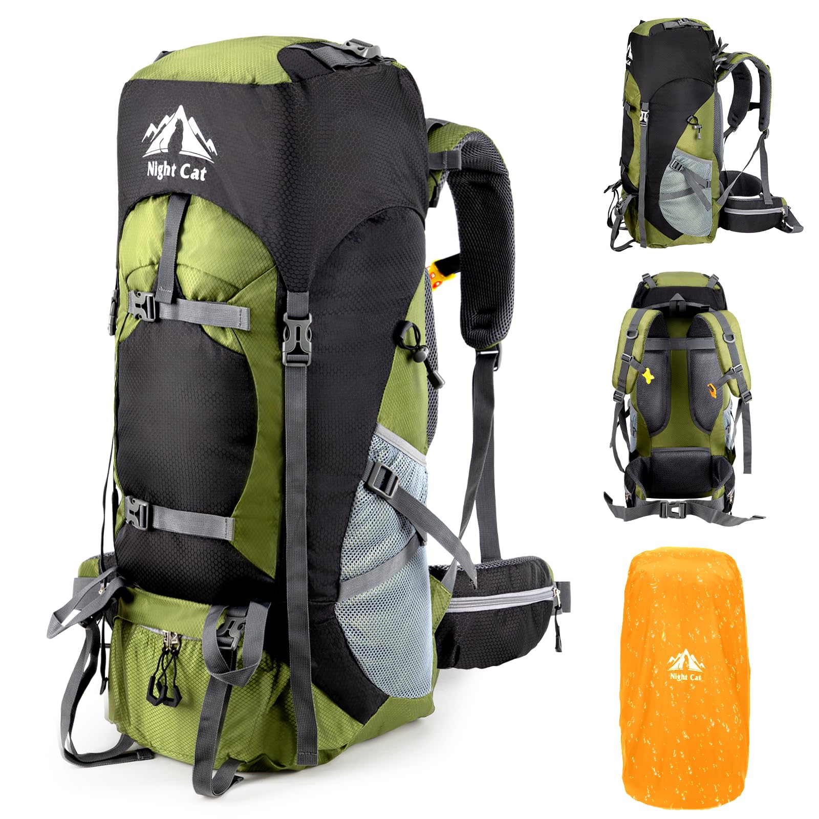 Night Cat 70L backpack main compartment provides organized packing for multi-day trips.