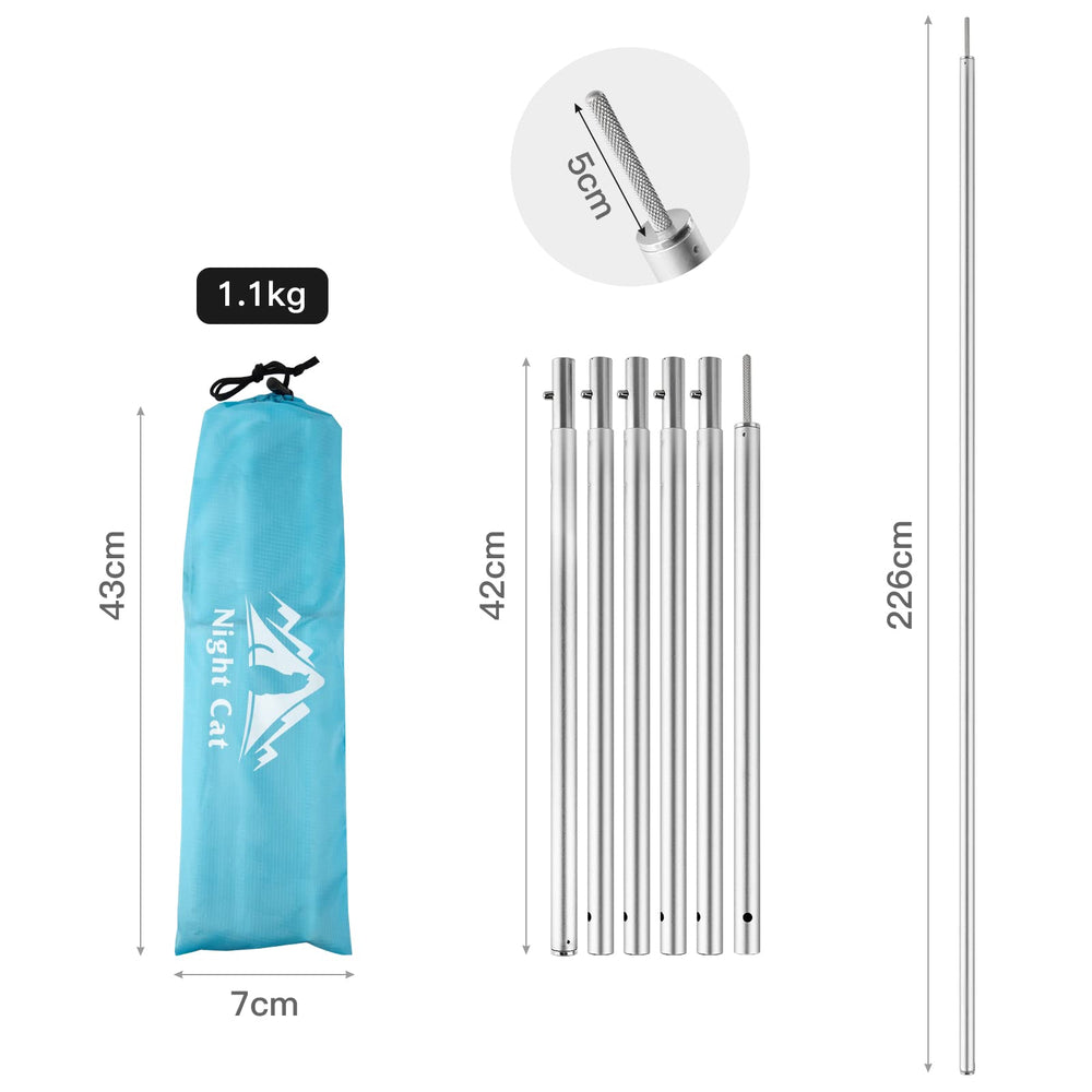 Night Cat aluminum rods rust-proof construction for durable outdoor use.
