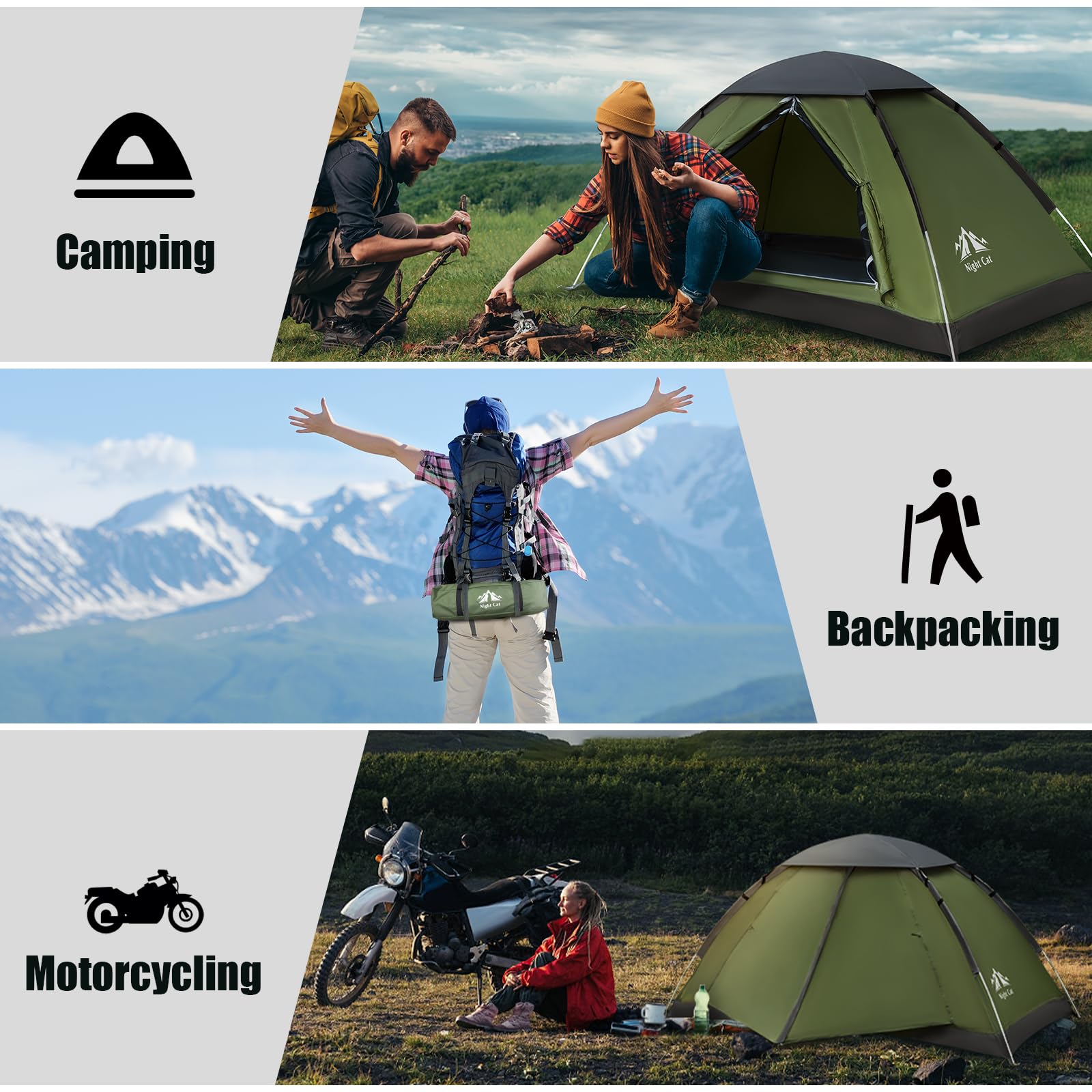 Night Cat tent quick setup and takedown in minutes for busy trips.