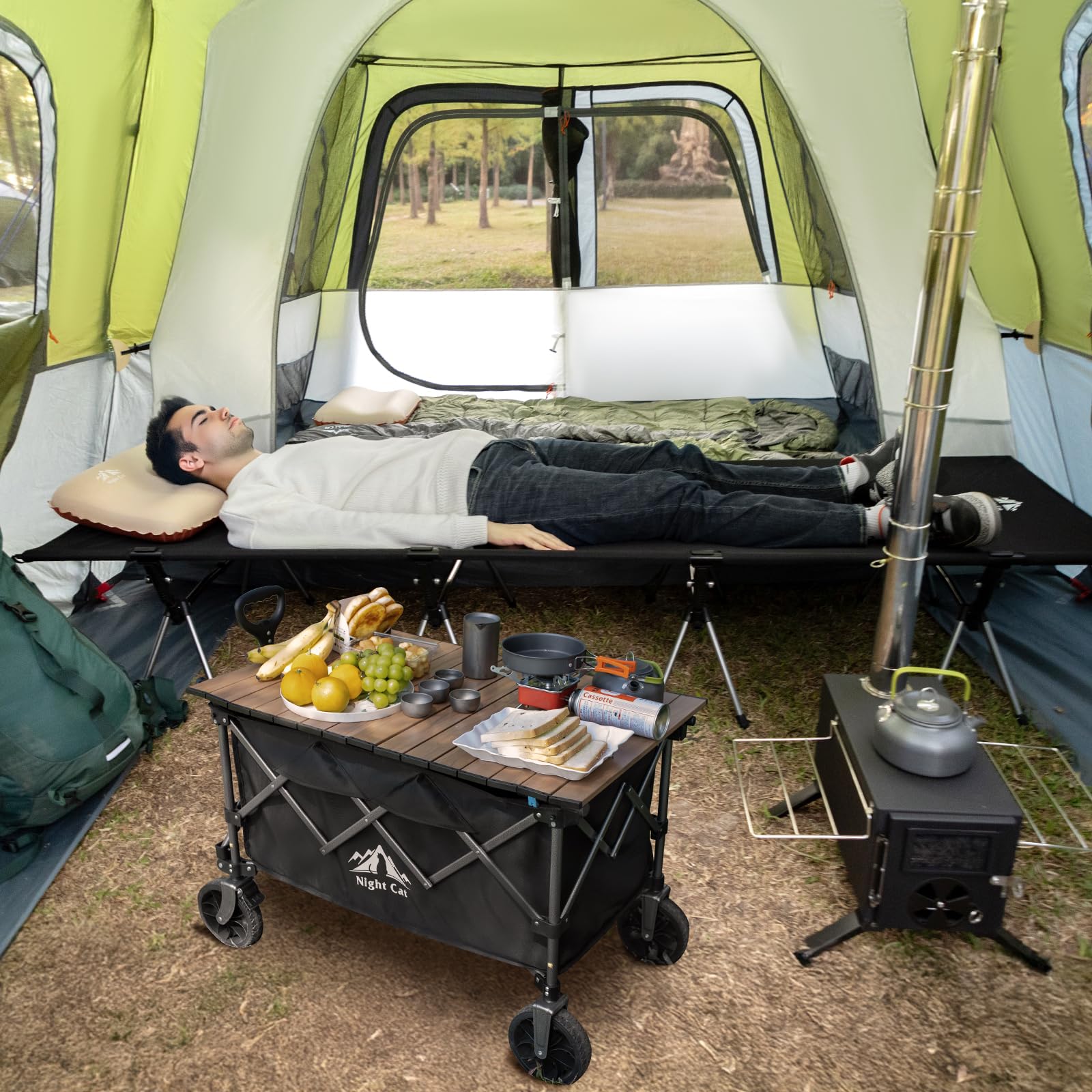 Night Cat cot bed compatible tents for versatile camping