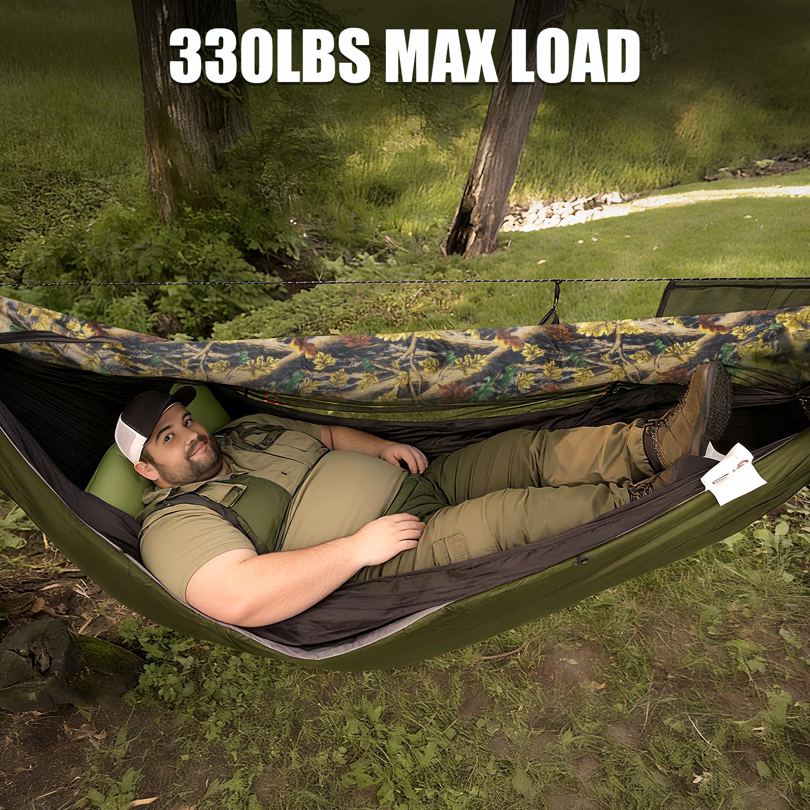 Night Cat camping hammock tent in jungle camouflage for rugged outings.