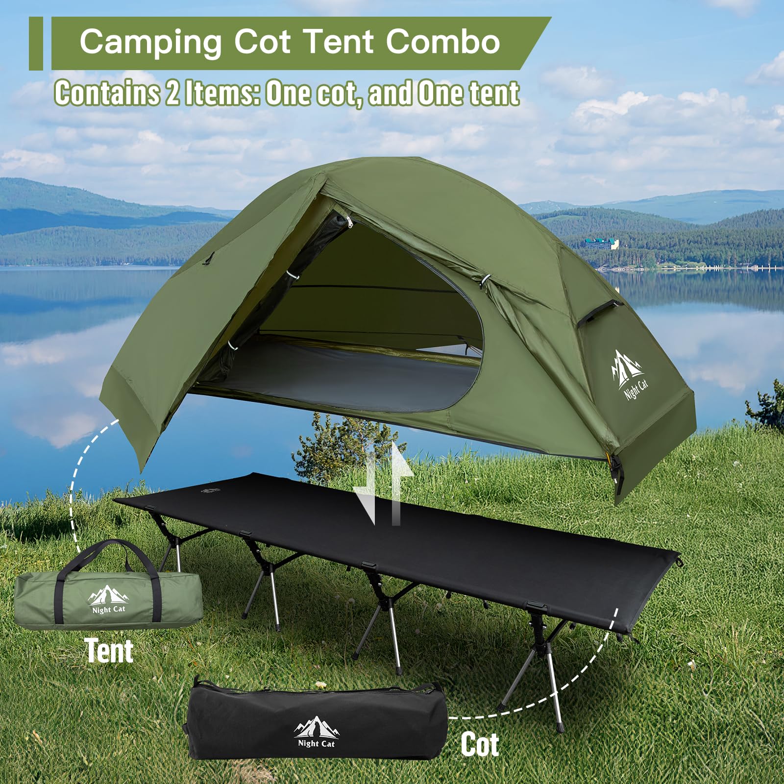 Night Cat cot tent rainproof fabric keeping interior dry during rain