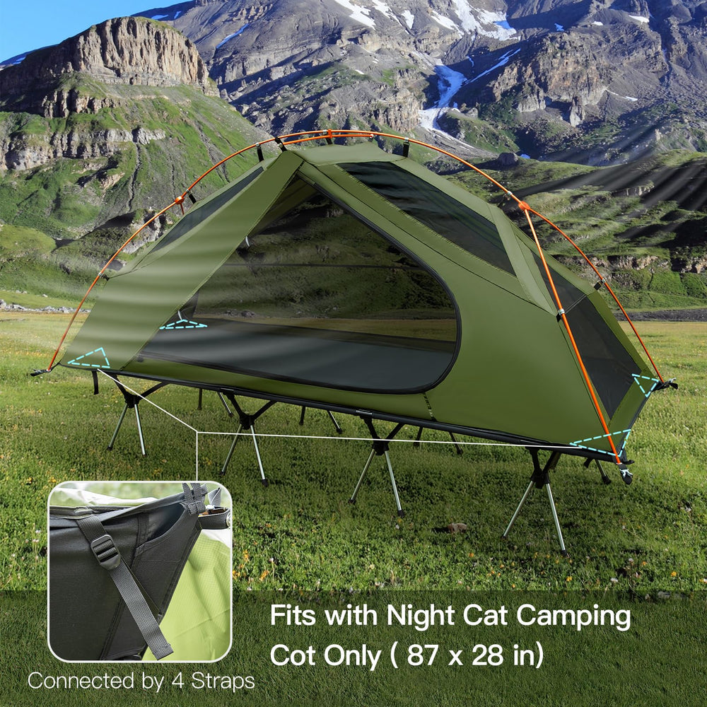 Night Cat cot tent two modes low and high for versatile terrain
