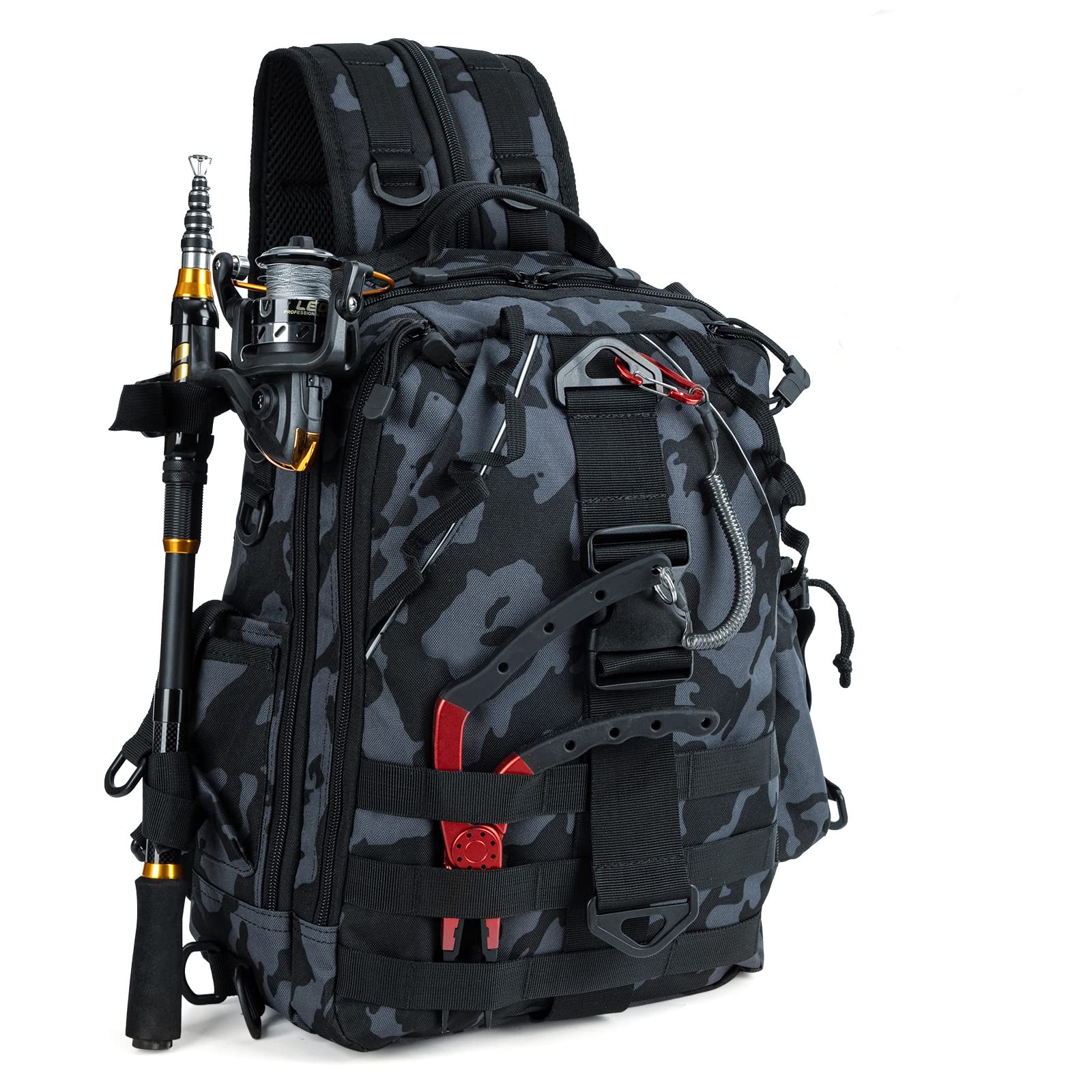Front view of Night Cat Fishing Tackle Backpack