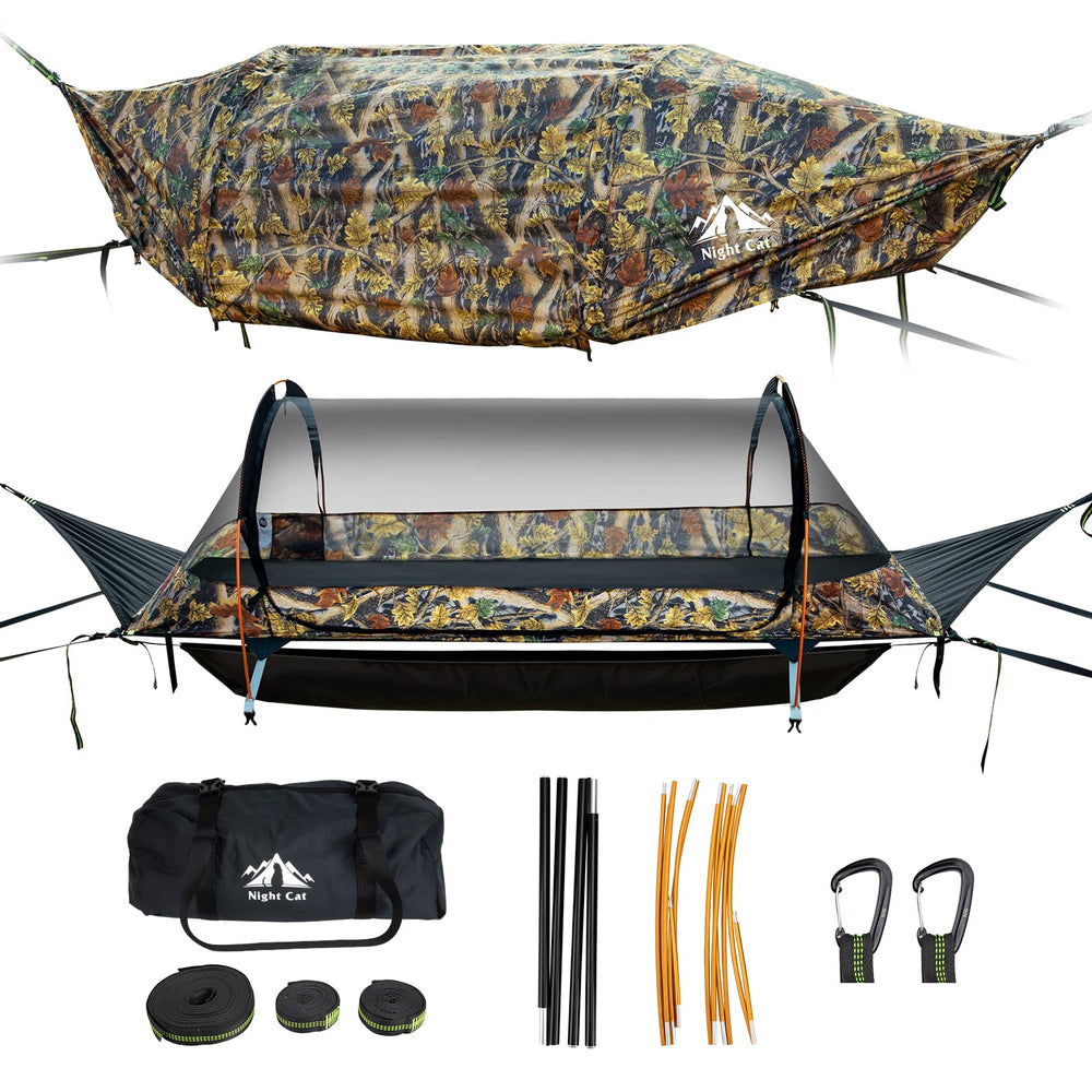 Night Cat flat lay hammock tent setup shows bed-like comfort outdoors
