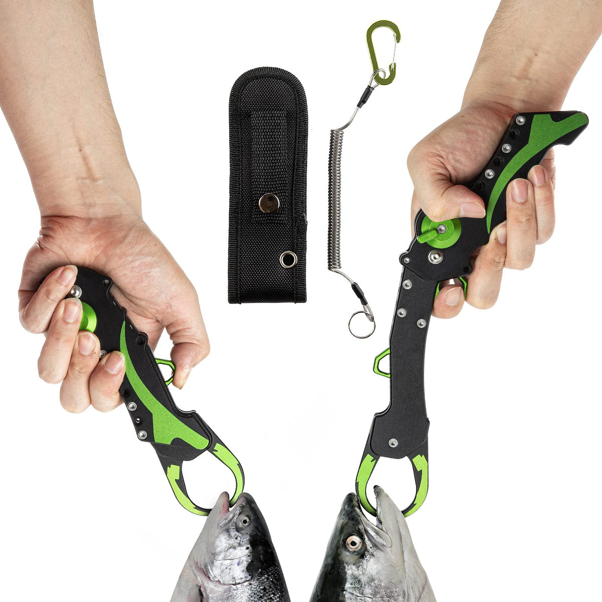 Night Cat folding fishing lip gripper with sheath in pistol grip design