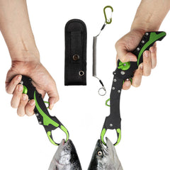 Night Cat folding fishing lip gripper with sheath in pistol grip design