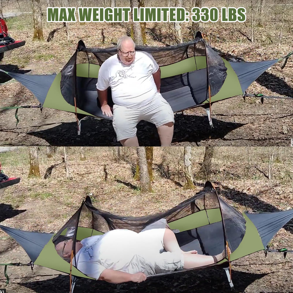 Night Cat hammock tent dimensions emphasize spacious 87x28x19 inches for one person.