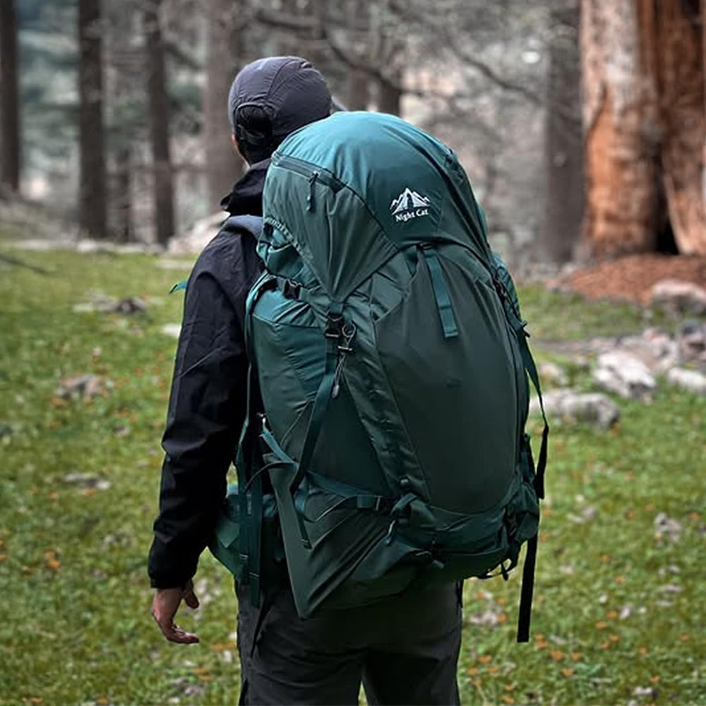 Night Cat internal-frame hiking backpack side view demonstrates ergonomic support and airflow.