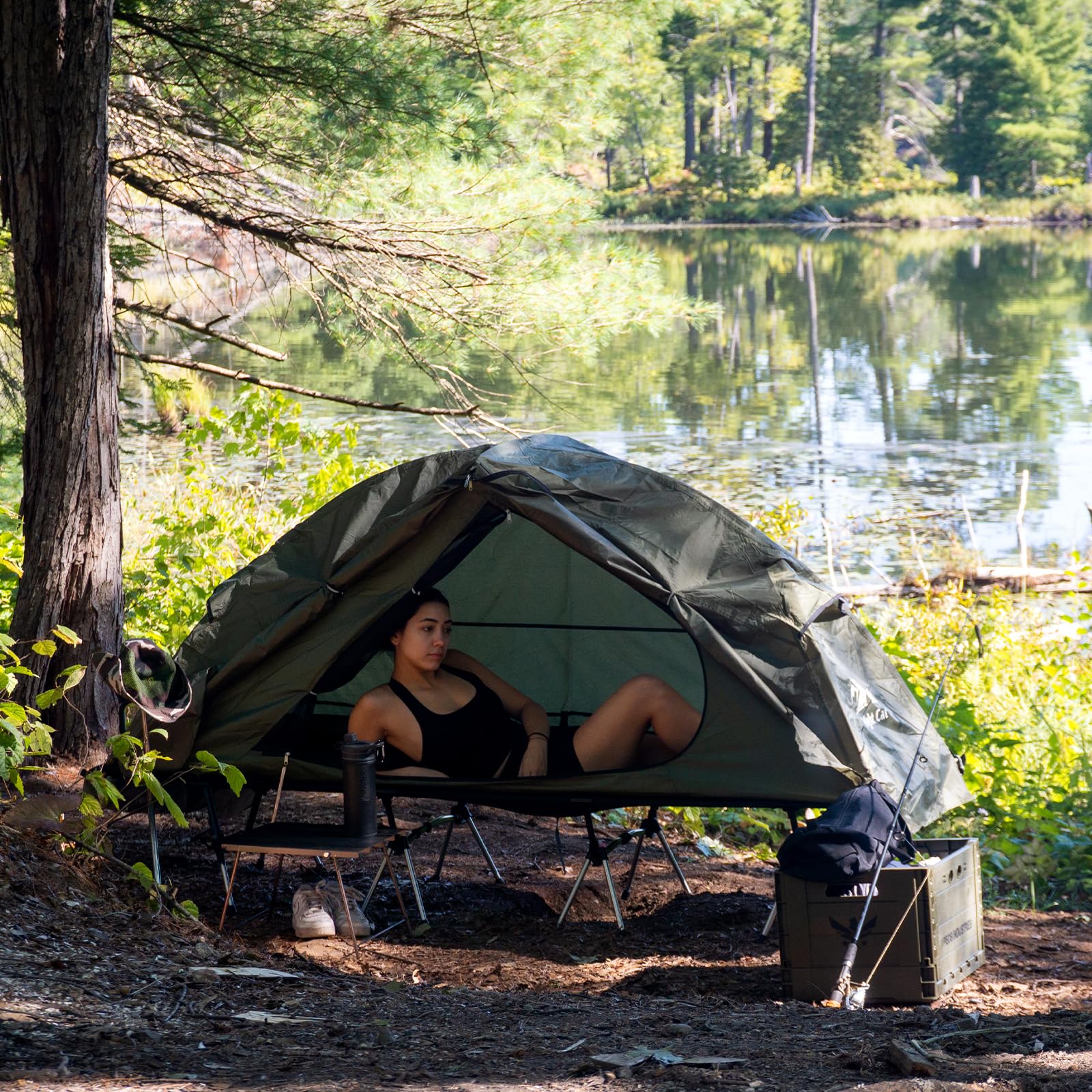 Night Cat one-person tent cot not included image emphasizes versatile off-ground camping options