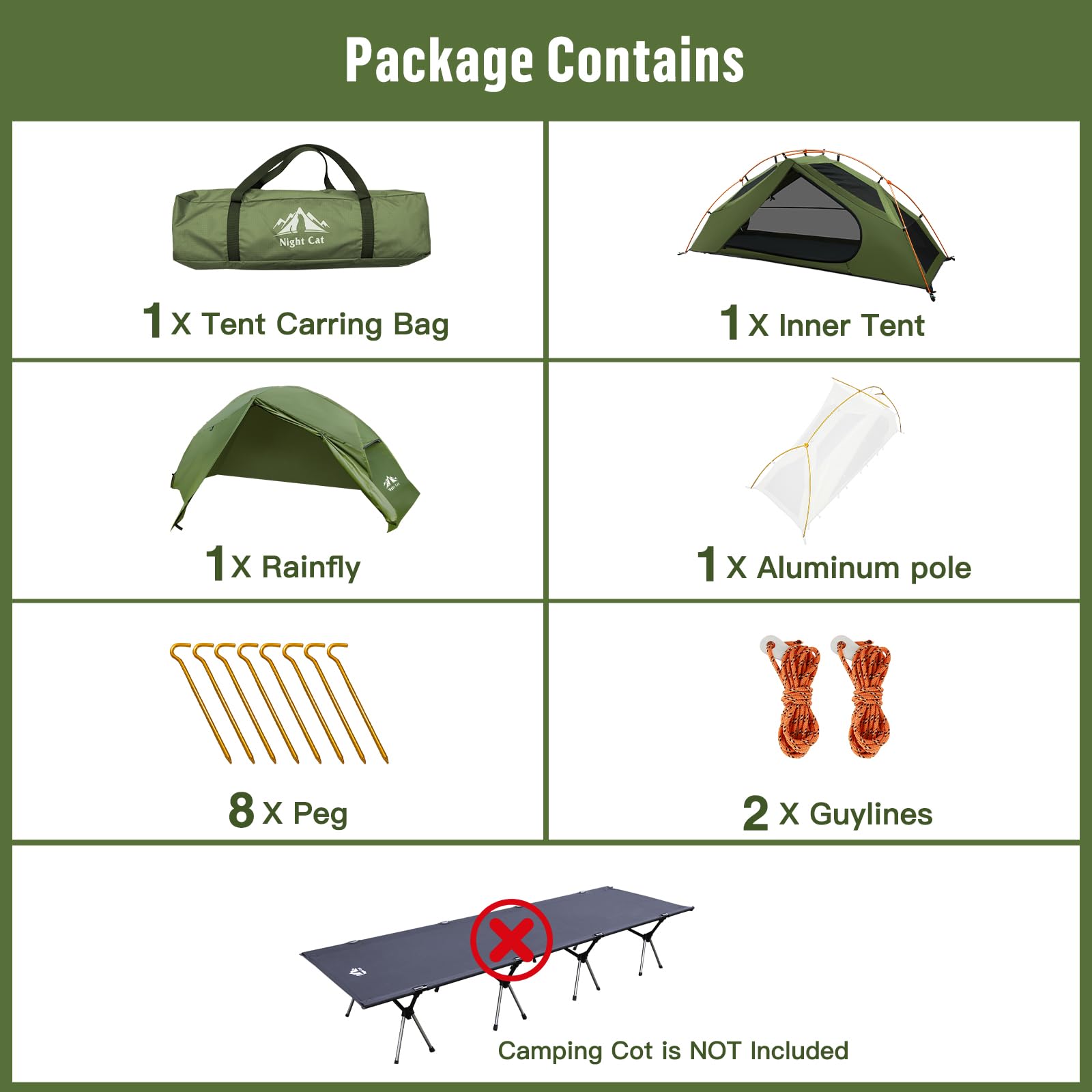 Night Cat one-person tent in use in backyard shows easy setup and relaxation