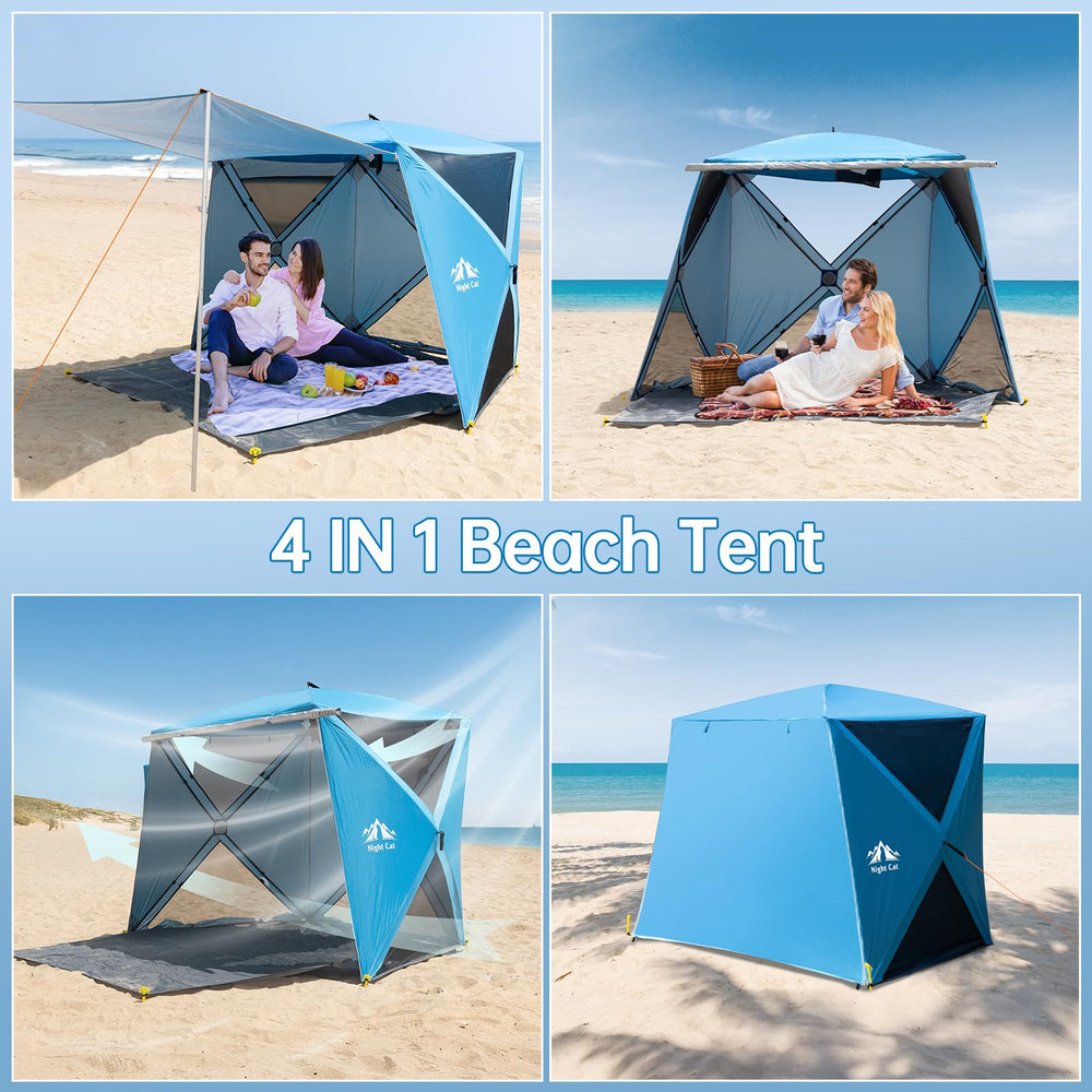 Night Cat pop-up beach tent backyard setup ready for shade