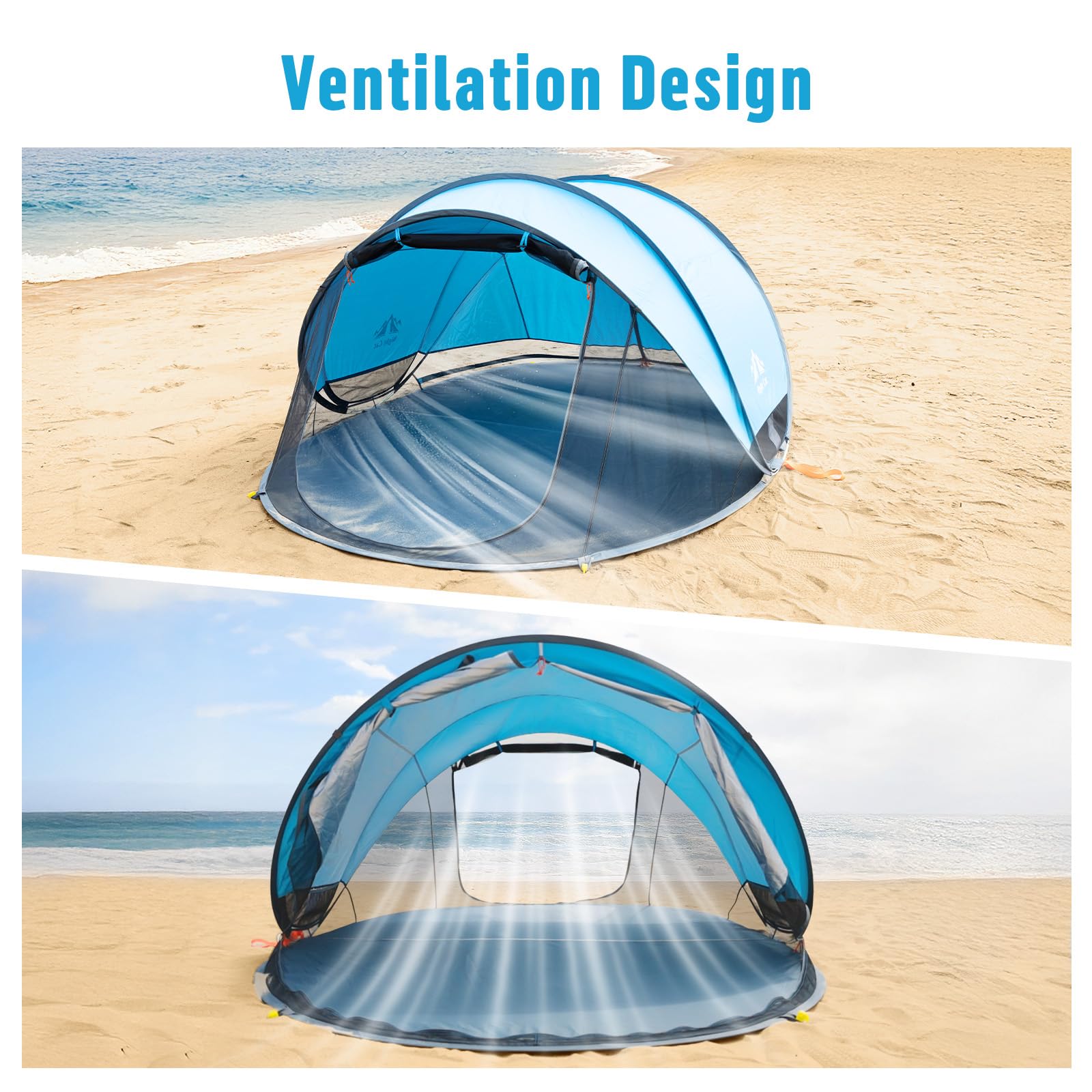 Night Cat pop-up beach tent uses bug-proof mesh to keep insects out