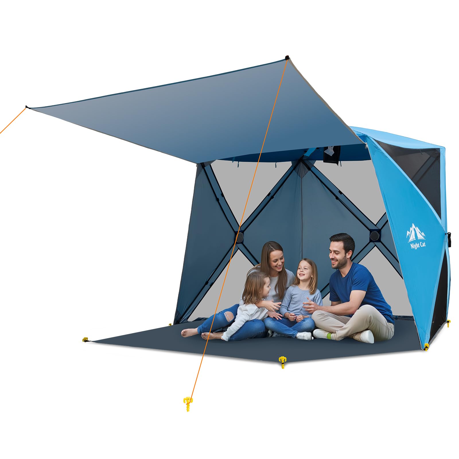 Night Cat pop-up beach tent front view with UV protection for sunny days