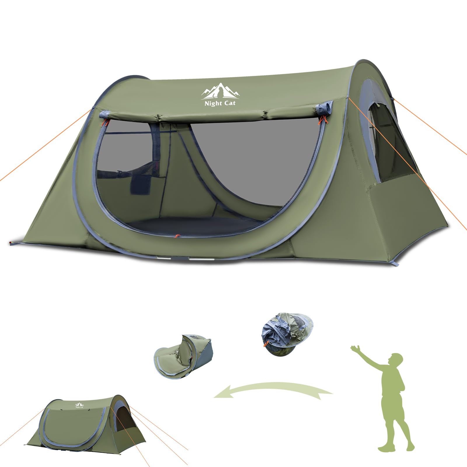 Night Cat pop-up tent ready for quick 3-second setup