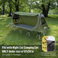 Night Cat pop-up tent porch design and ventilation for breezy, shaded shelter.