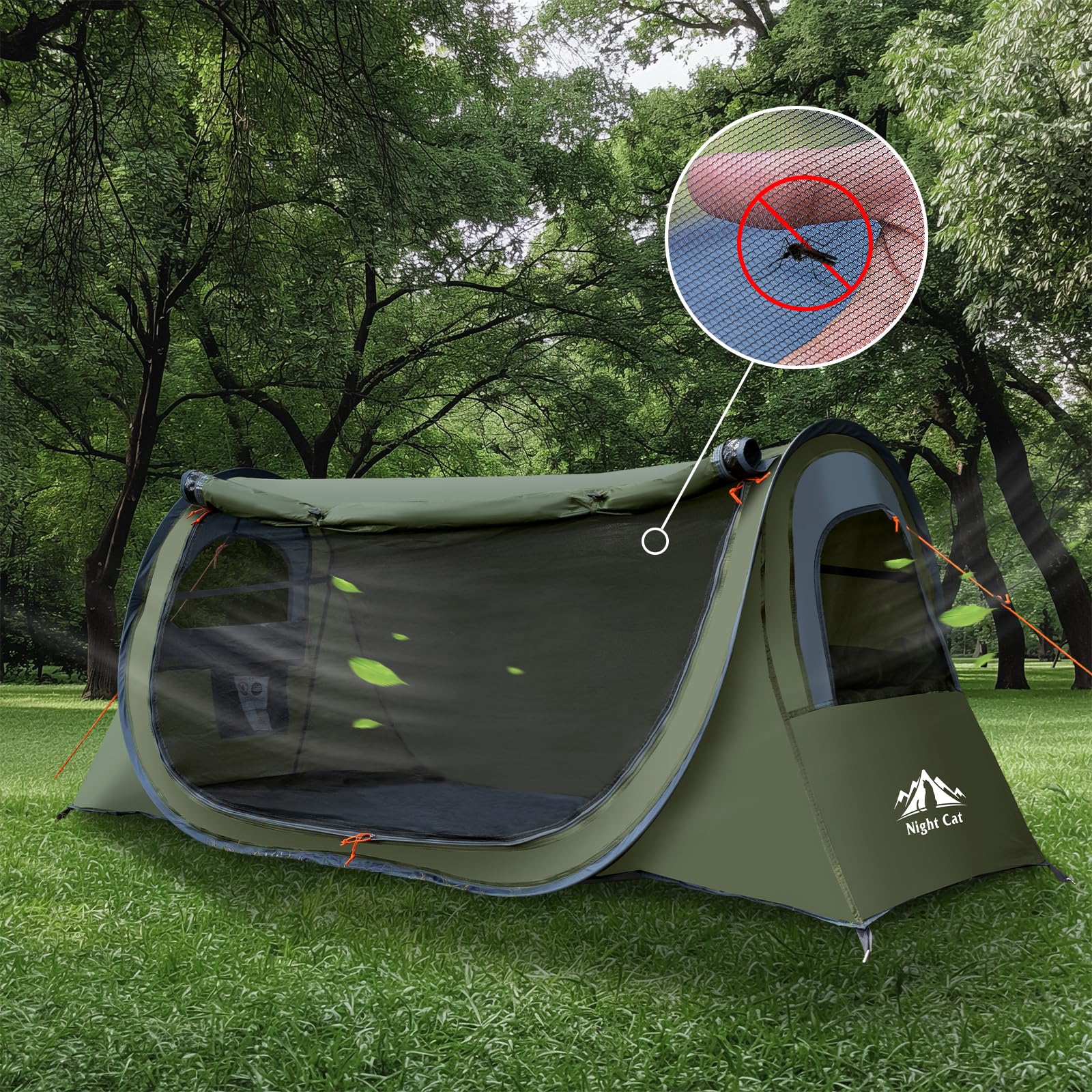 Night Cat roomy interior fits one person with space for gear.