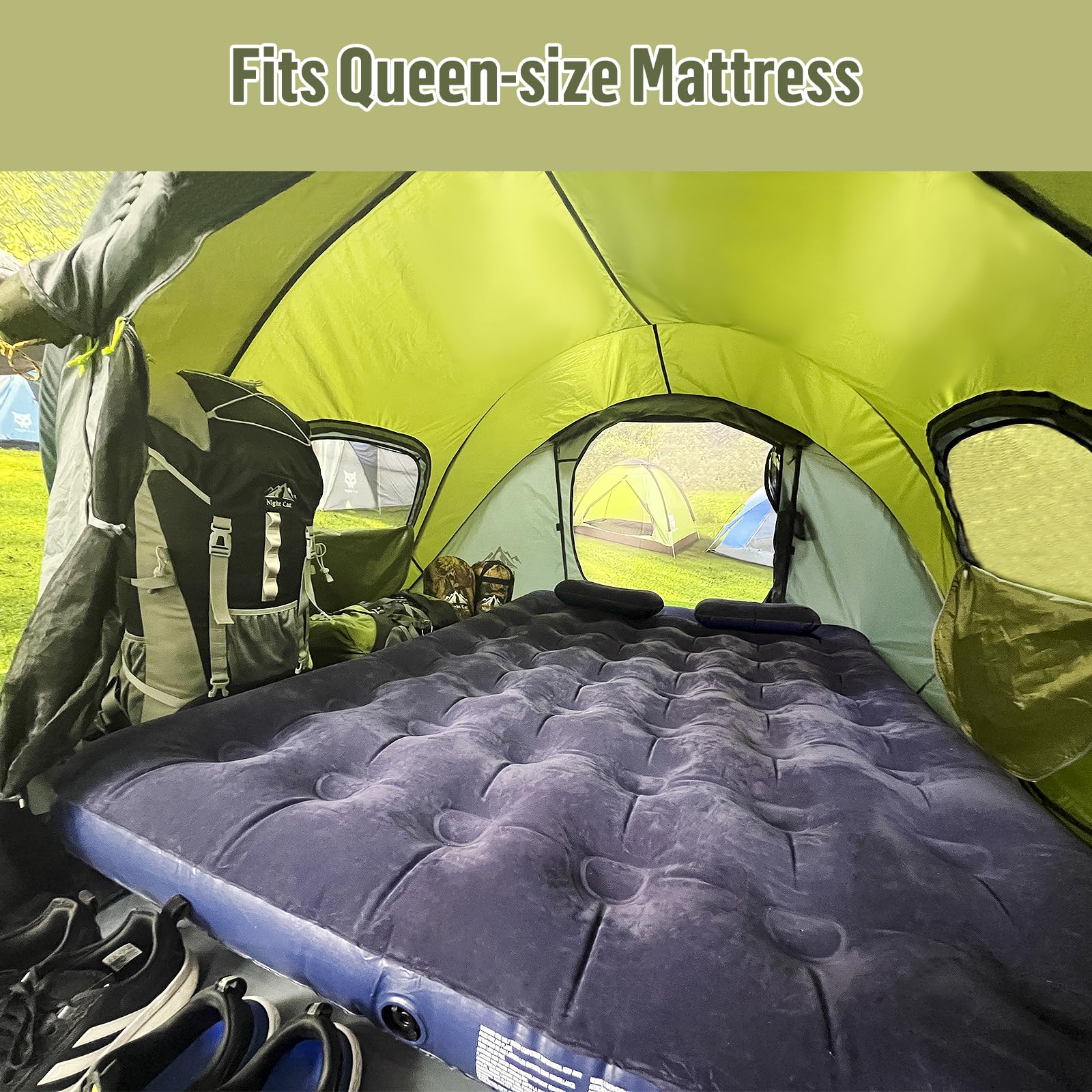 Night Cat pop-up tent waterproof seams demonstrate rainproof shelter for wet-weather camping.