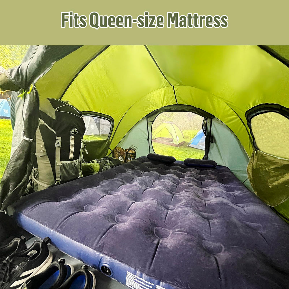 Night Cat pop-up tent waterproof seams demonstrate rainproof shelter for wet-weather camping.
