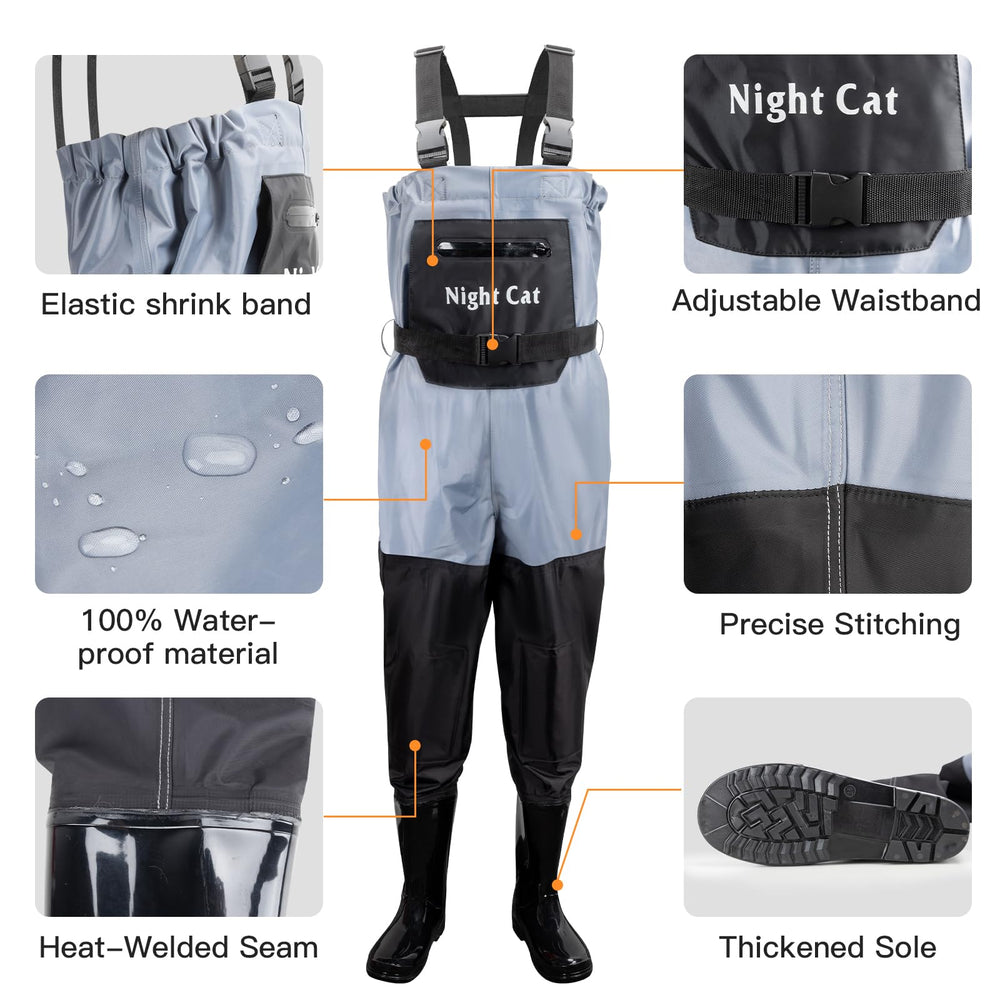 Night Cat reinforced knees design waders protect knees during kneeling and gear handling