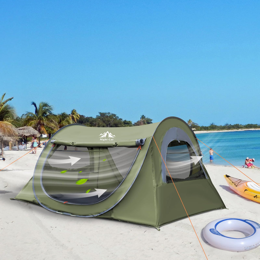 Night Cat sturdy guylines and pegs enhance wind stability