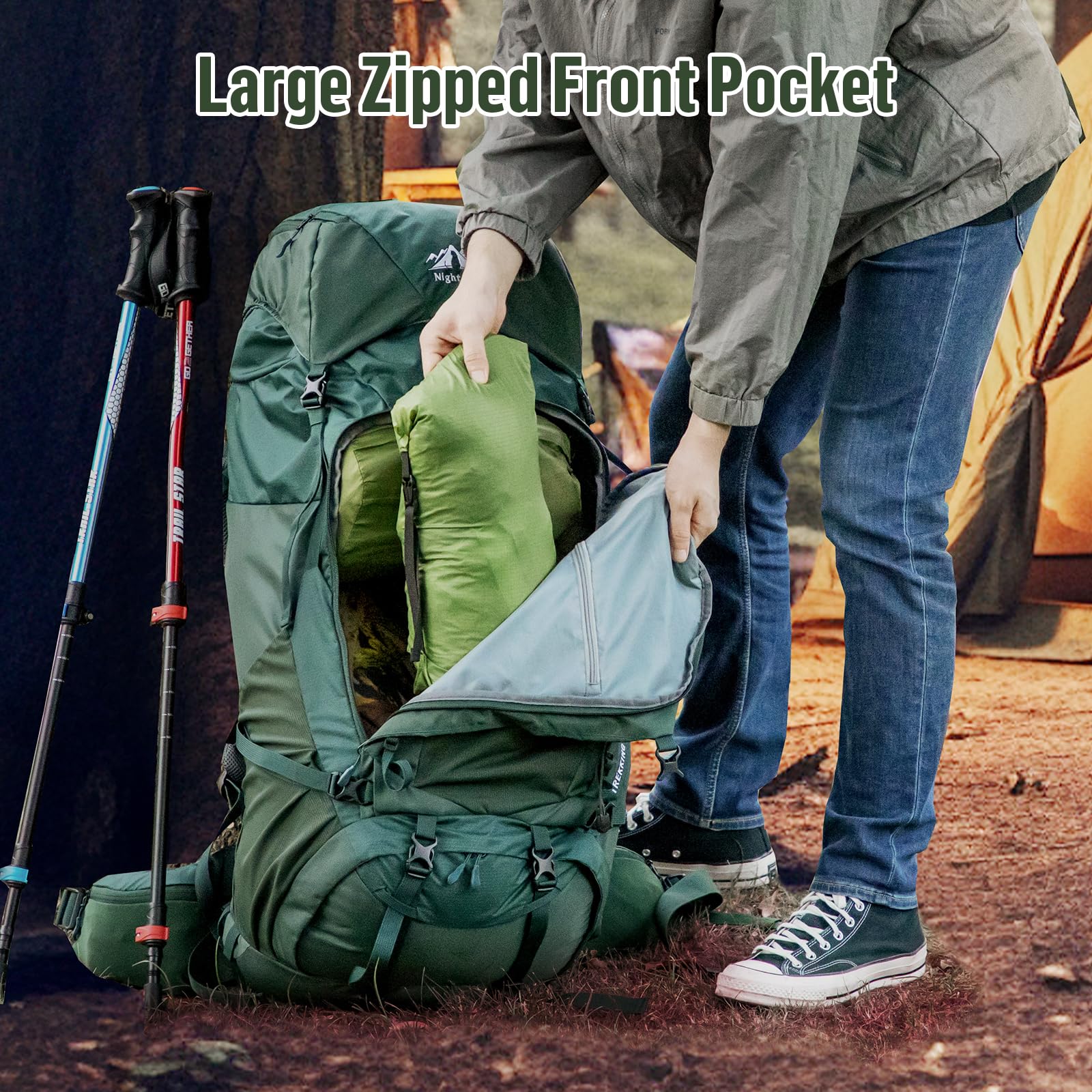 Night Cat tear-resistant material closeup shows durable outer shell.