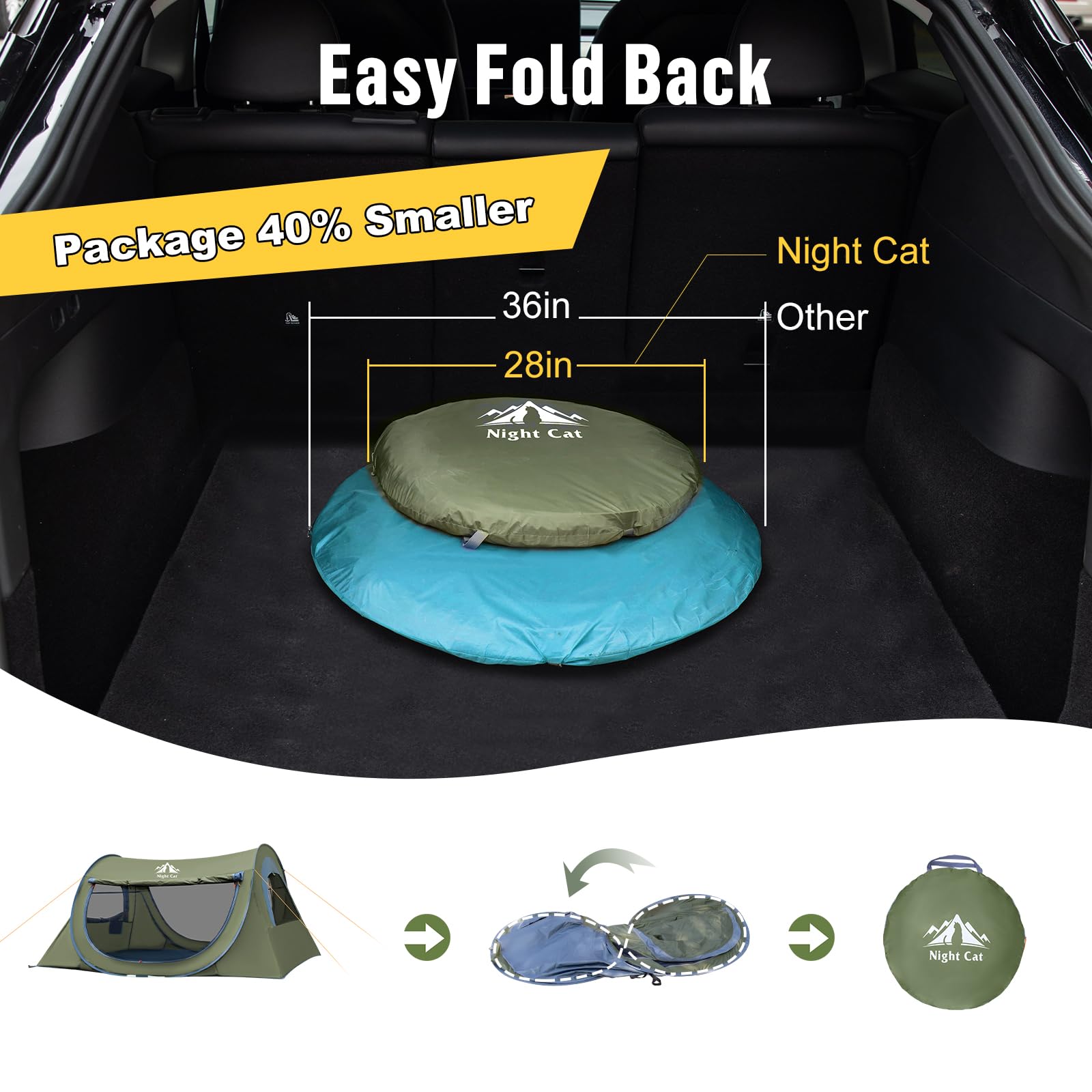 Night Cat tunnel-design weatherproof for rain and wind