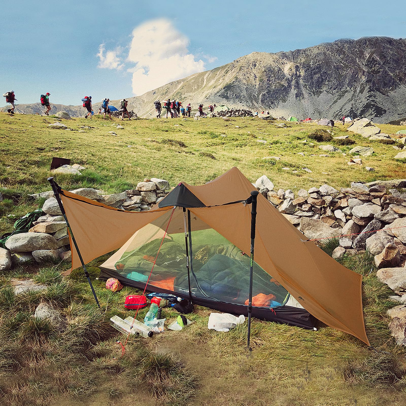 Night Cat ultralight tent 2 persons, in-pack image shows compact carry option for backpackers.
