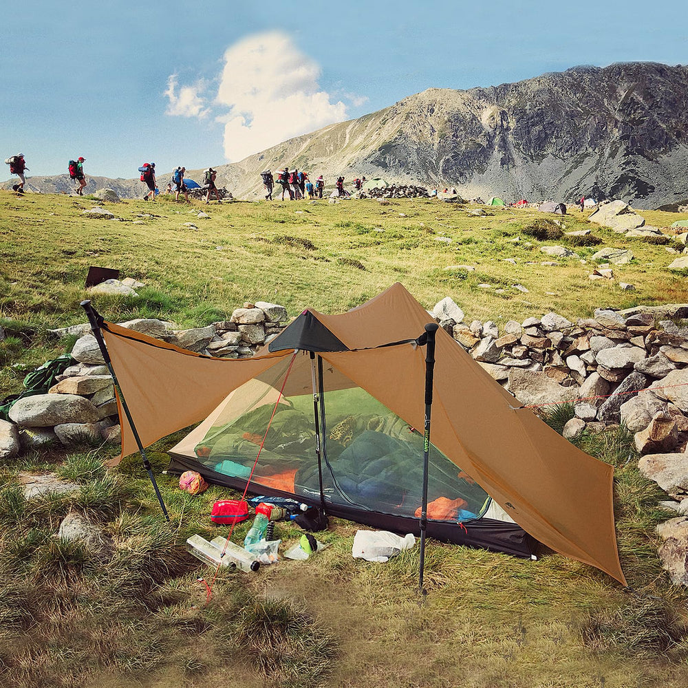Night Cat ultralight tent 2 persons, in-pack image shows compact carry option for backpackers.