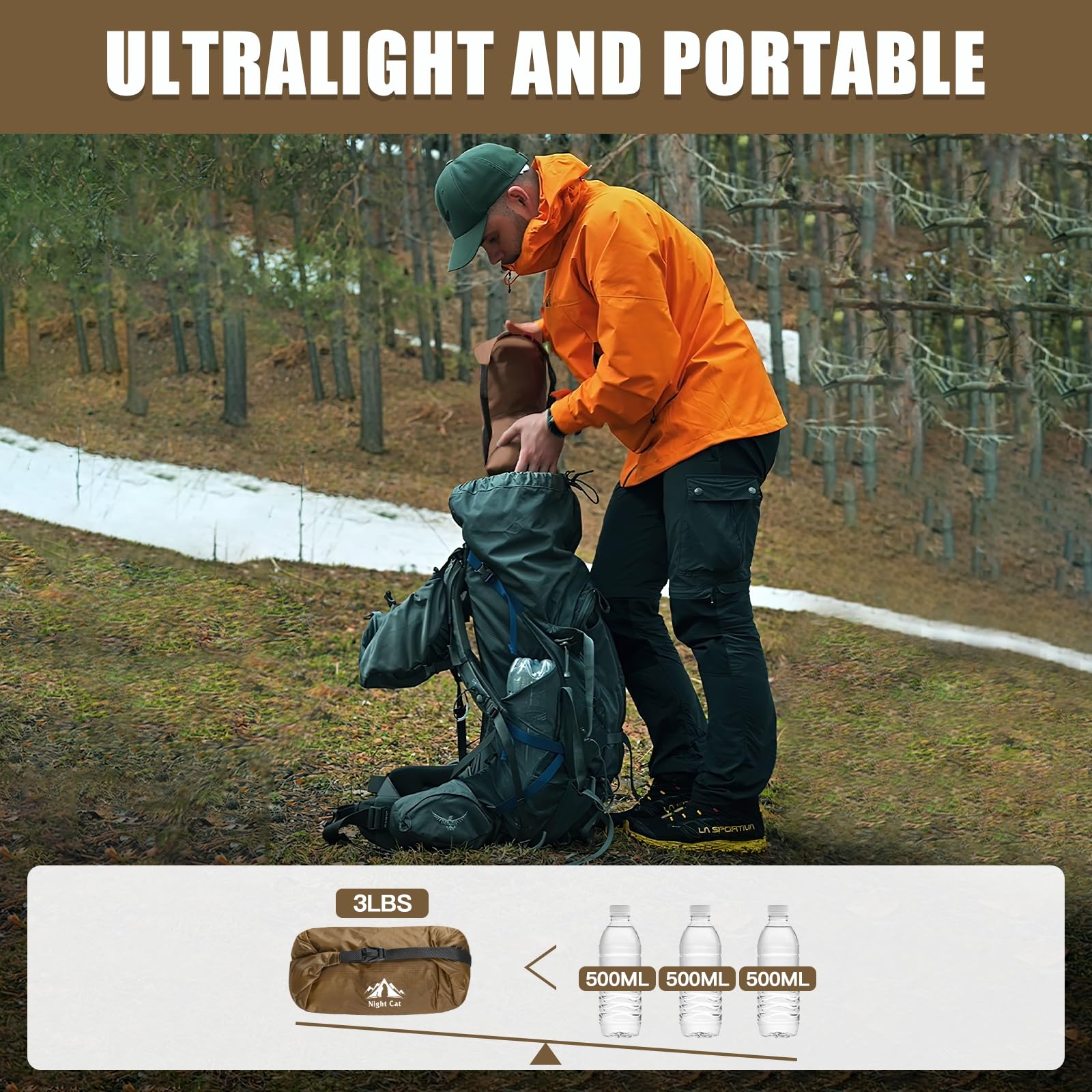 Night Cat ultralight tent 2 persons, setup-ready in minutes for quick outdoor rests.