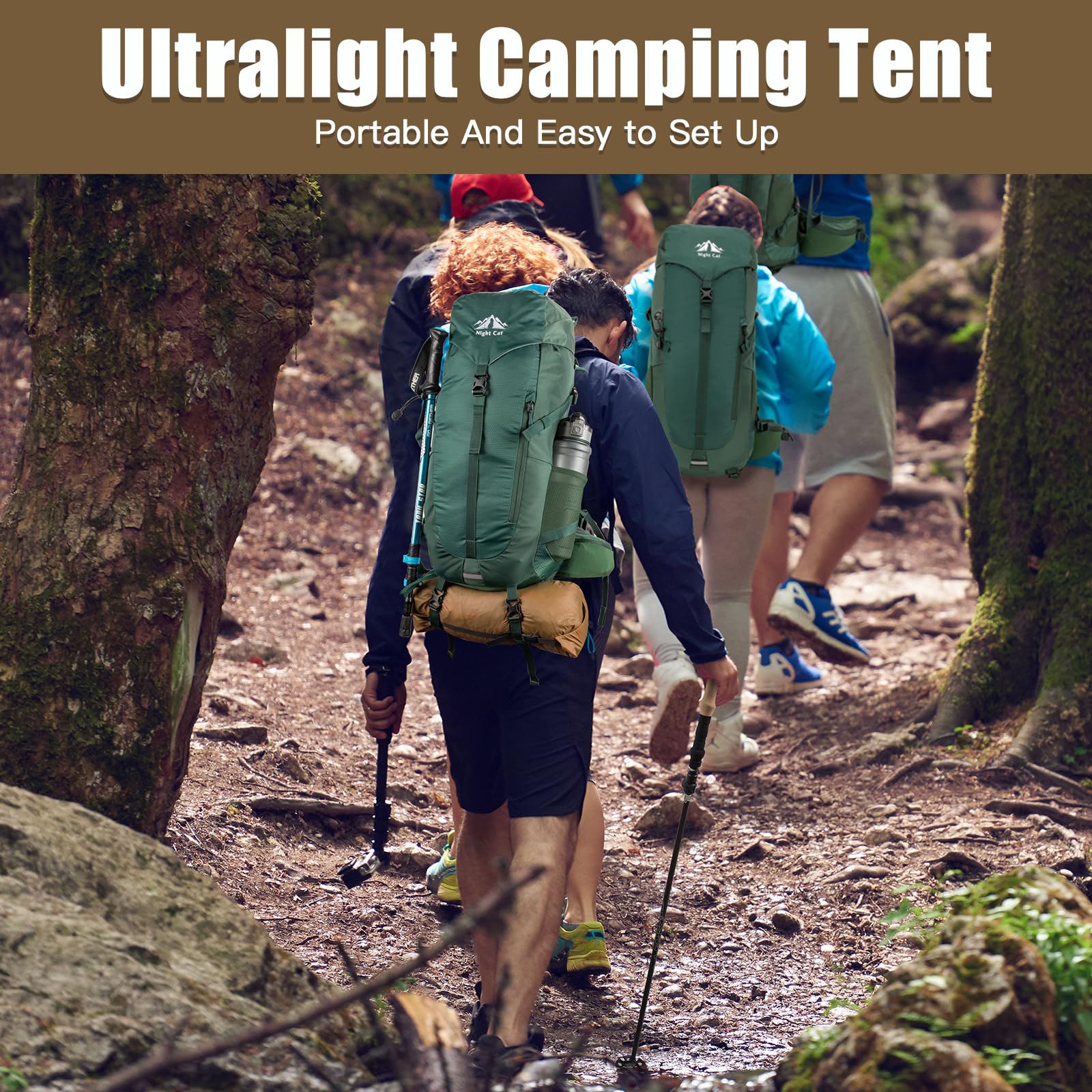 Night Cat ultralight tent 2 persons, waterproof fabric resists light rain and moisture.