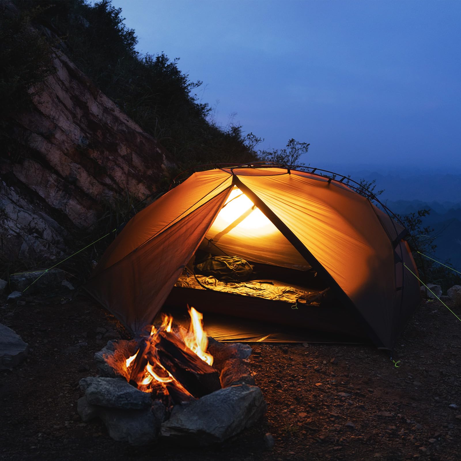 Night Cat ultralight tent in remote terrain showcases versatile outdoor use.