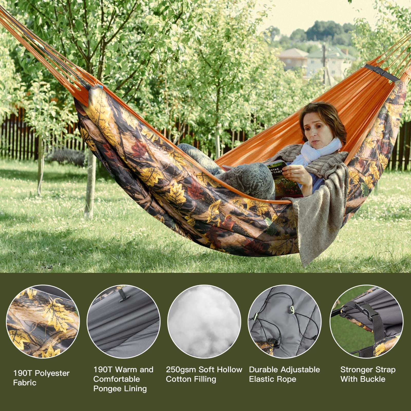 Night Cat underquilt attached to hammock for quick setup in outdoor conditions.