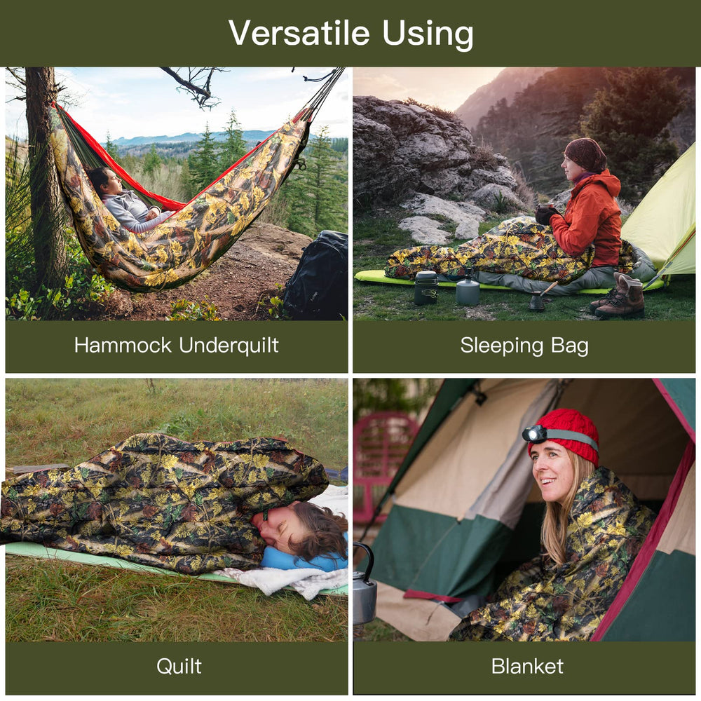 Night Cat underquilt with soft hollow filling enhances cozy nights outdoors.