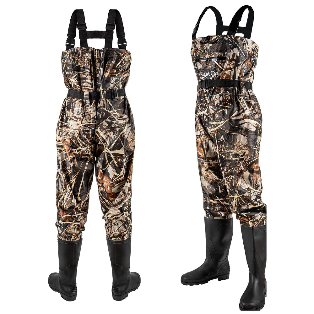 Night Cat waders bootfoot sole provides secure grip on slick surfaces.