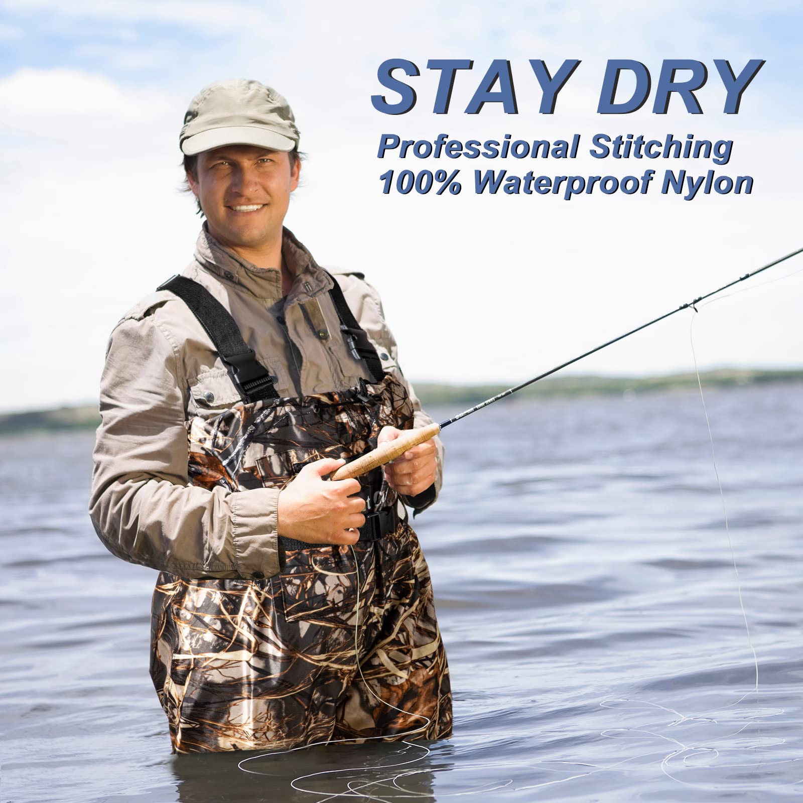 Night Cat waders front pocket keeps small essentials handy on trips.