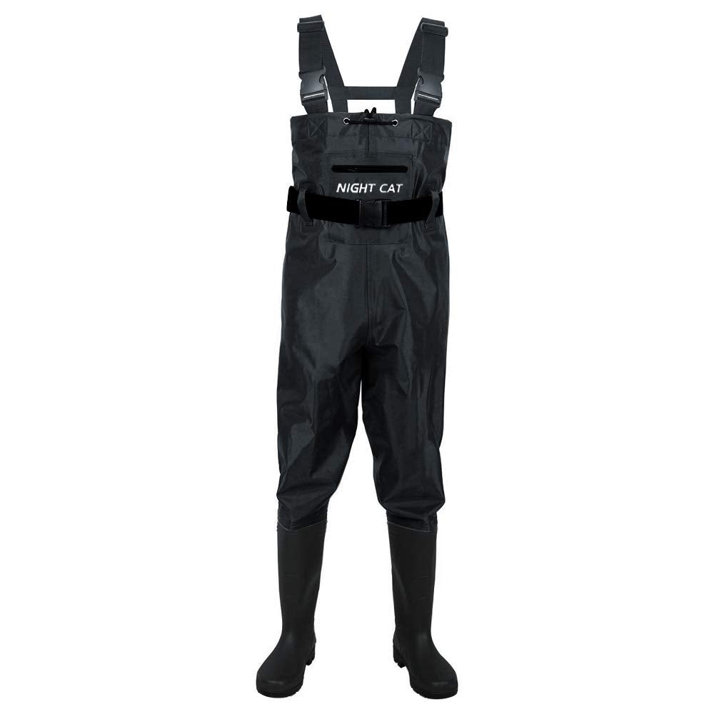 Night Cat waterproof-fabric wader close-up demonstrates durable dry protection in wet environments.