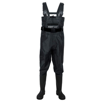 Night Cat waterproof-fabric wader close-up demonstrates durable dry protection in wet environments.